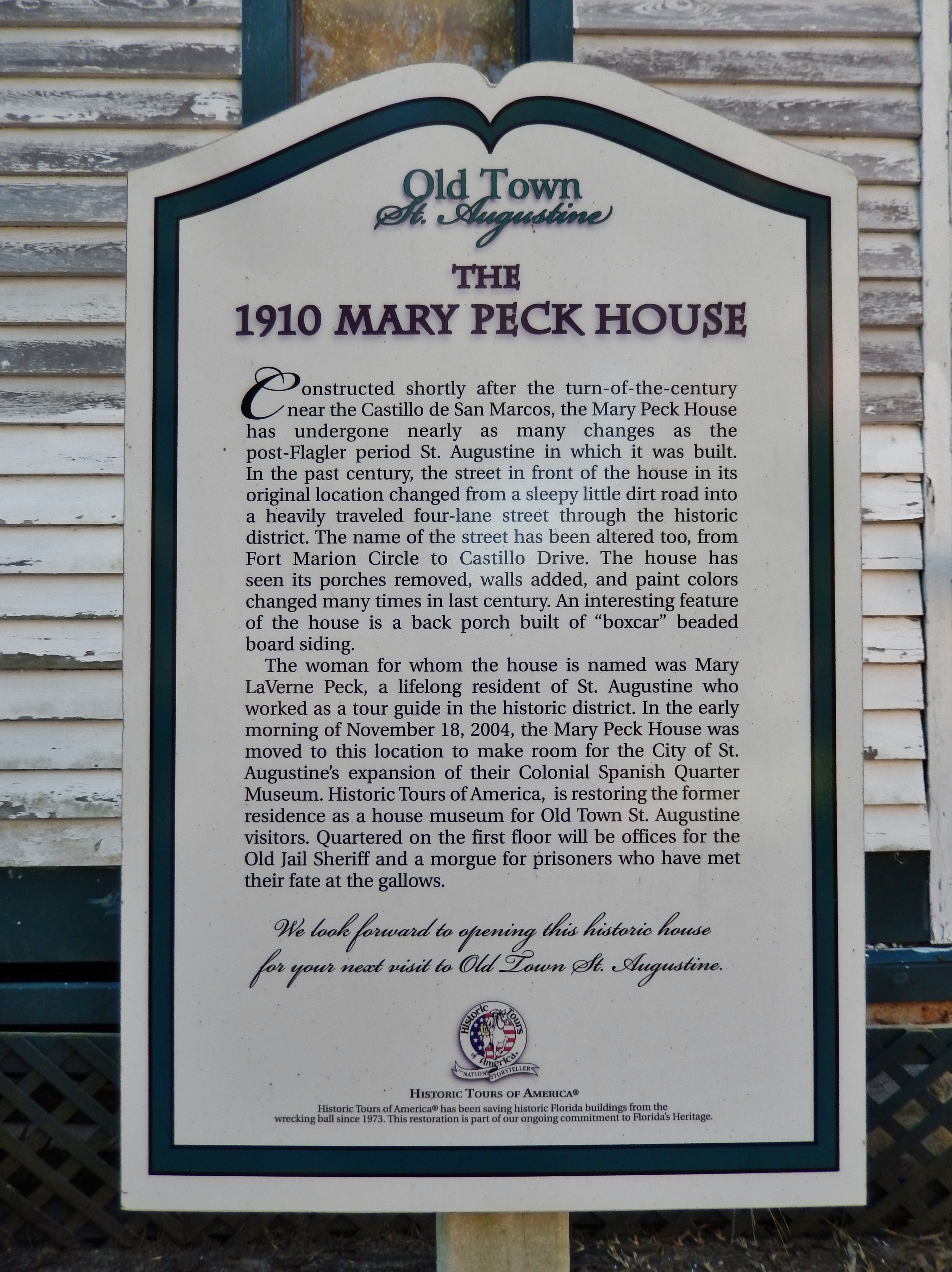 The 1910 Mary Peck House Marker