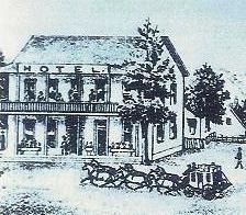 1890s drawing of Tallman Hotel, Saloon and Livery Stable Complex image. Click for full size.