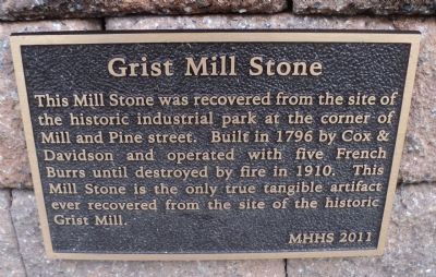 Grist Mill Stone Marker. Click for full size. Grist Mill Stone Marker image. Click for full size.