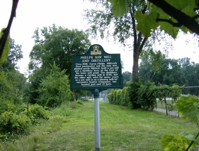 Phelps Saw Mill and Distillery Marker (<i>wide view</i>) image. Click for full size.