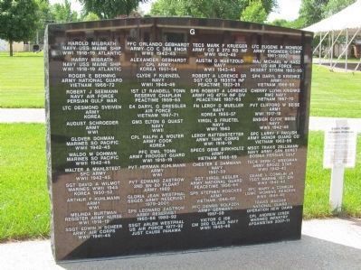 Lester Prairie Veterans Memorial  Panel G image. Click for full size.