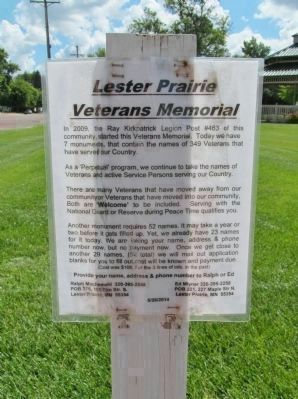 Lester Prairie Veterans Memorial Information image. Click for full size.