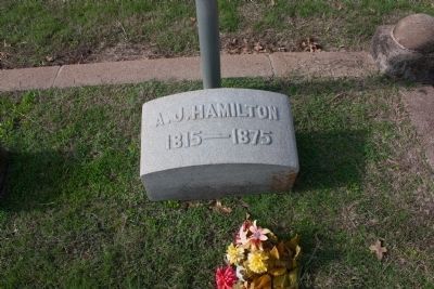 Andrew Jackson Hamilton's grave stone image. Click for full size.