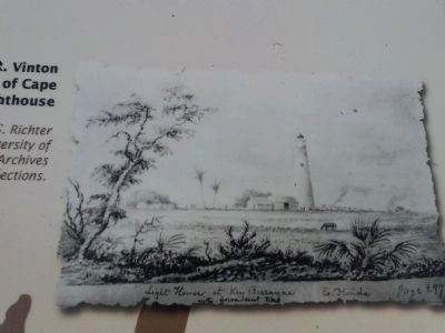 Vinton drawing of Lighthouse on marker image. Click for full size.