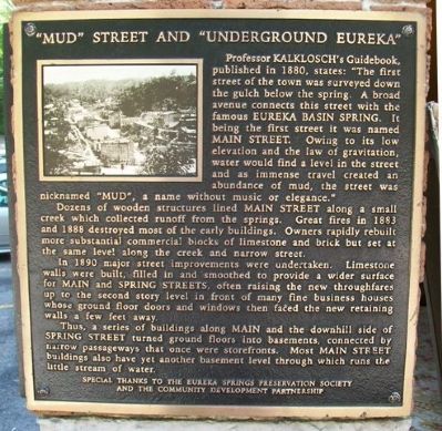 "Mud" Street and "Underground Eureka" Marker. Click for full size. "Mud" Street and "Underground Eureka" Marker image. Click for full size.