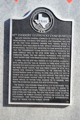 45th Infantry Division at Camp Barkeley Marker image. Click for full size.