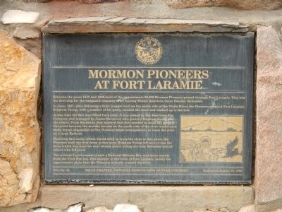 Mormon Pioneers at Fort Laramie Marker image. Click for full size.