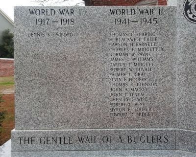 Dare County Veterans Memorial (left panel). Click for full size. Dare County Veterans Memorial (left panel) image. Click for full size.