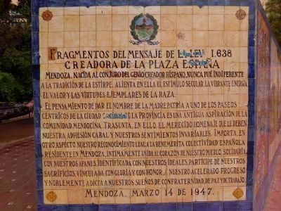 Fragmentos Del Mensaje De La Ley 1.638, Creadora De La Plaza Espaa image. Click for full size.