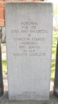 War Memorial Marker (front). Click for full size. War Memorial Marker (front) image. Click for full size.