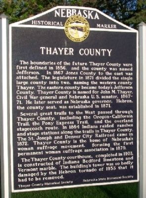 Thayer County Marker image. Click for full size.