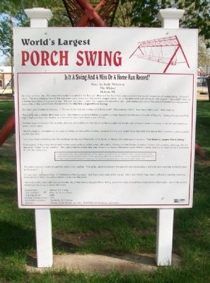 World's Largest Porch Swing Marker image. Click for full size.