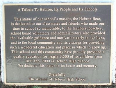 A Tribute To Hebron, Its People and Its Schools Marker image. Click for full size.