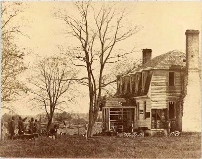 <i>The Moore House, near Yorktown, Va., showing effect of fire from Confederate batteries</i> image. Click for full size.