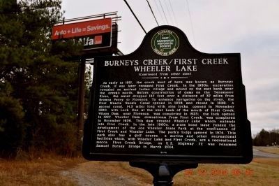 Burneys Creek/First Creek Wheeler Lake marker image. Click for full size.