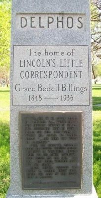 Grace Bedell Billings: Lincoln's Little Correspondent Monument image. Click for full size.