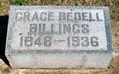 Grace Bedell Billings Grave Marker in Delphos Cemetery. Click for full size. Grace Bedell Billings Grave Marker in Delphos Cemetery image. Click for full size.