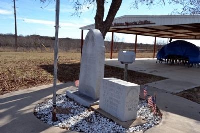 Pioneer Cemetery War Memorial<br>and Pioneer School Cornerstone. Click for full size. Pioneer Cemetery War Memorial<br>and Pioneer School Cornerstone image. Click for full size.