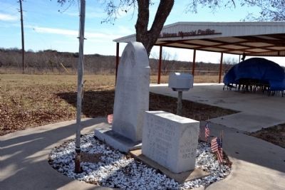 Pioneer Cemetery War Memorial<br>and Pioneer School Cornerstone image. Click for full size.