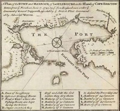 Map of the siege of Louisbourg, 1745.. Click for full size. Map of the siege of Louisbourg, 1745. image. Click for full size.
