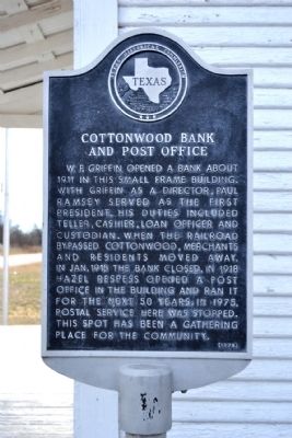 Cottonwood Bank and Post Office Marker. Click for full size. Cottonwood Bank and Post Office Marker image. Click for full size.