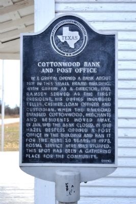 Cottonwood Bank and Post Office Marker image. Click for full size.