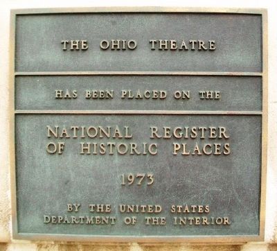 The Ohio Theater NRHP Marker image. Click for full size.
