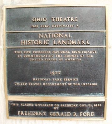 The Ohio Theater NHL Marker image. Click for full size.