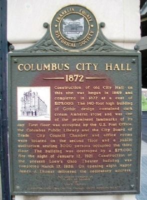 Columbus City Hall Marker. Click for full size. Columbus City Hall Marker image. Click for full size.