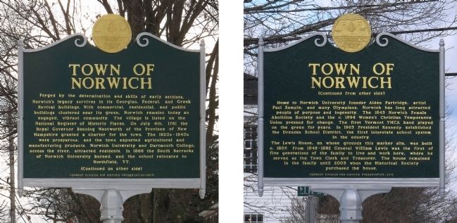 Town of Norwich Marker. Click for full size. Town of Norwich Marker image. Click for full size.