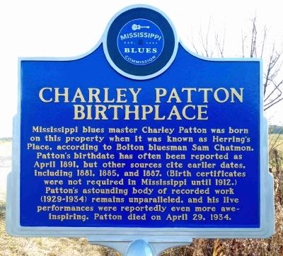 Charley Patton Birthplace Marker. Click for full size. Charley Patton Birthplace Marker image. Click for full size.