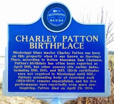 Charley Patton Birthplace Marker image. Click for full size.