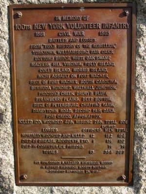 100th New York Volunteer Infantry Memorial image. Click for full size.