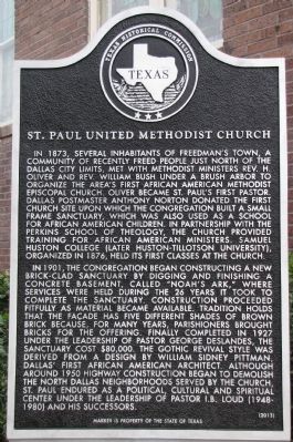 St. Paul United Methodist Church Texas Historical Marker image. Click for full size.