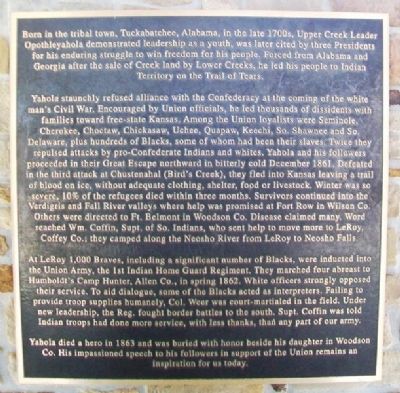 Opothleyahola Marker image. Click for full size.