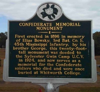 Confederate Memorial Monument Marker image. Click for full size.