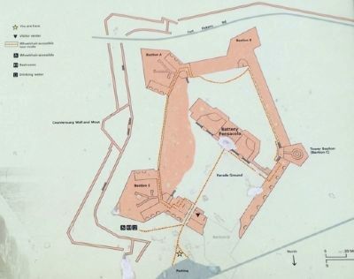 Map showing the "Fort within a Fort" - Battery Pensacola (in middle) image. Click for full size.
