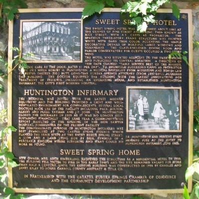 Sweet Spring Hotel - Huntington Infirmary - Sweet Spring Home Marker image. Click for full size.