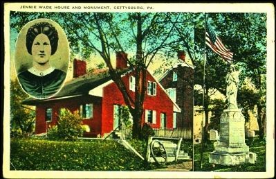 <i>Jennie Wade House and Monument Gettysburg, Pa.</i> image. Click for full size.