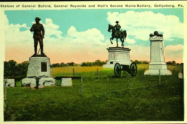 <i>...General Buford, General Reynolds and Hall's 2nd Maine Battery
</i>. Click for full size. <i>...General Buford, General Reynolds and Hall's 2nd Maine Battery
</i> image. Click for full size.