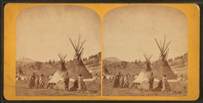 Fort Stambaugh, Wyoming near Sweetwater River, 1870; Shoshoni Chief Washakie's camp image. Click for full size.