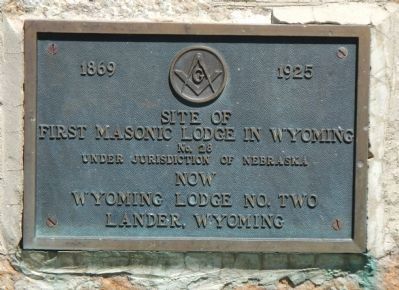 First Masonic Lodge in Wyoming Marker image. Click for full size.