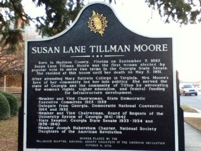 Susan Lane Tillman Moore Marker. Click for full size. Susan Lane Tillman Moore Marker image. Click for full size.