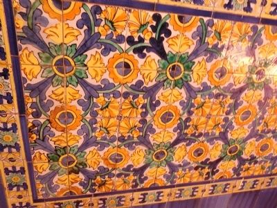 Tiles on the wall of the church image. Click for full size.