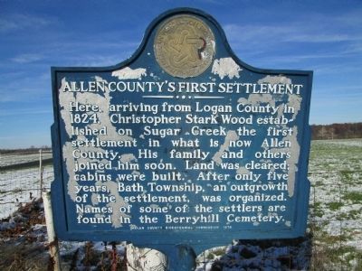 Allen County’s First Settlement Marker. Click for full size. Allen County’s First Settlement Marker image. Click for full size.