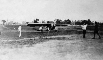 Charles Lindbergh Lands the Spirit of St. Louis at Langin Field in Moundsville image. Click for full size.