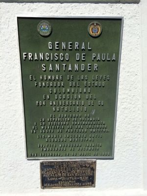 General Francisco de Paula Santander Marker image. Click for full size.