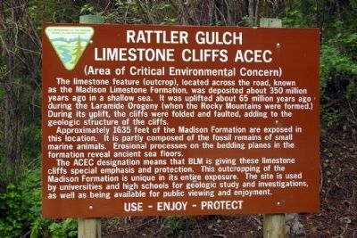 Rattler Gulch Limestone Cliffs ACEC Marker image. Click for full size.