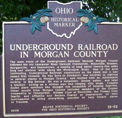 Underground Railroad in Morgan County Marker. Click for full size. Underground Railroad in Morgan County Marker image. Click for full size.