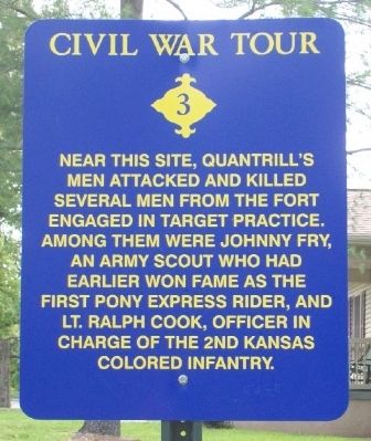 Quantrill's Raiders Kill Johnny Fry Marker. Click for full size. Quantrill's Raiders Kill Johnny Fry Marker image. Click for full size.